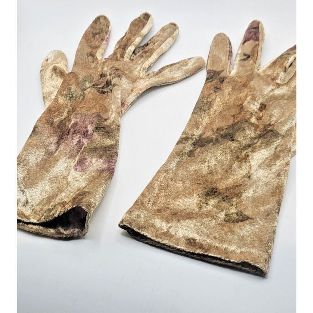 La Casia Made in USA Velvet Gloves Floral Earth Tones - Picture 2 of 4